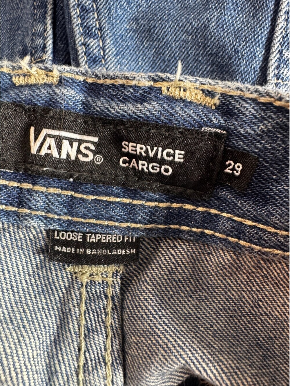 Vans Service Women's Cargo Pants 29 Indigo Blue Denim Loose Tapered Fit Wide Leg - Picture 8 of 10